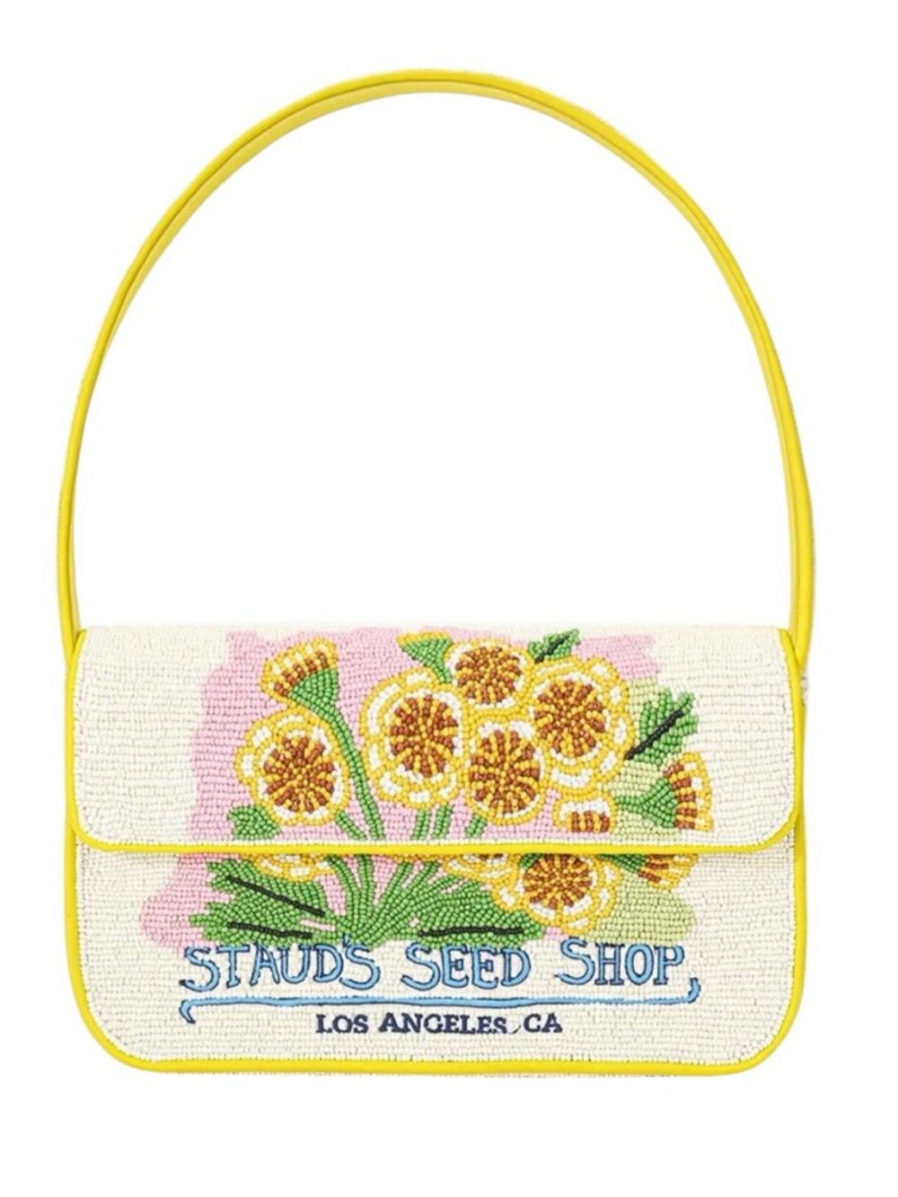 STAUD Tommy Seed Shop Beaded Bag Los Angeles CA Yellow Floral Shoulder Bag NWT